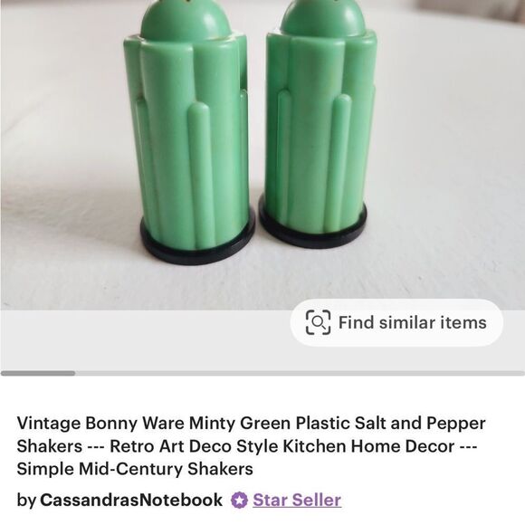 Vintage Bonny ware mint green Salt Shaker Art Deco style salt or pepper shaker. - Picture 11 of 12